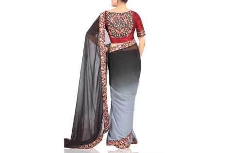 grey and black ombre saree online